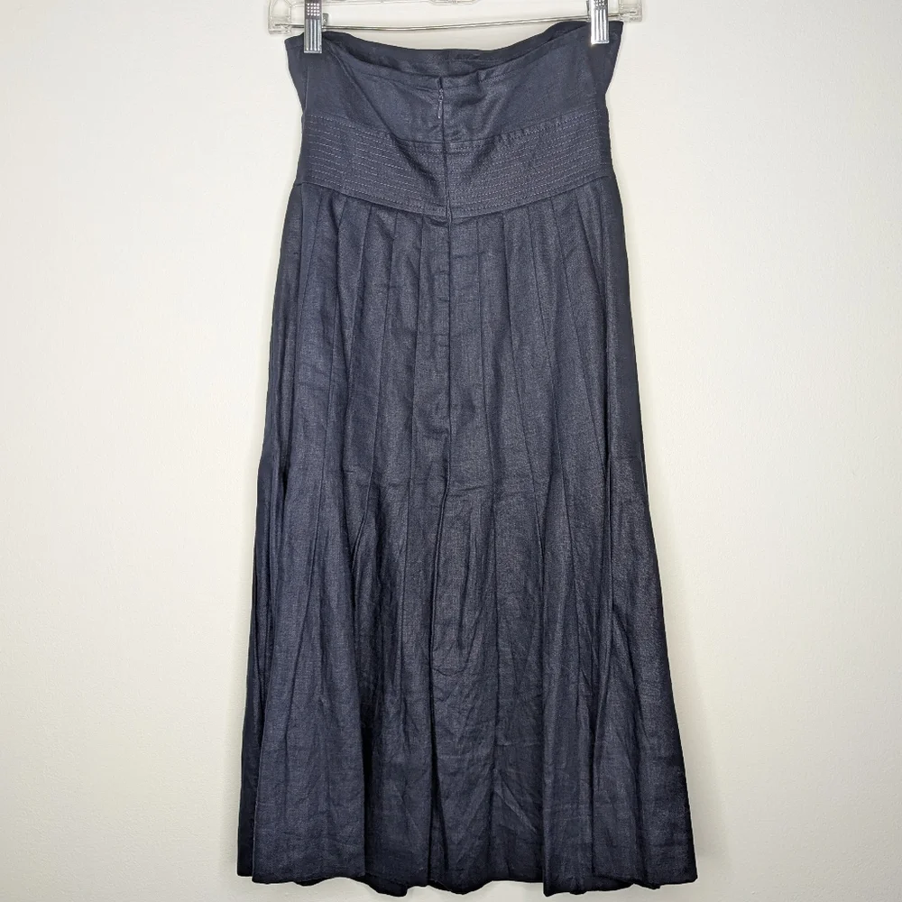 Jcrew strapless linen dress baby blue size 0 women's navy blue